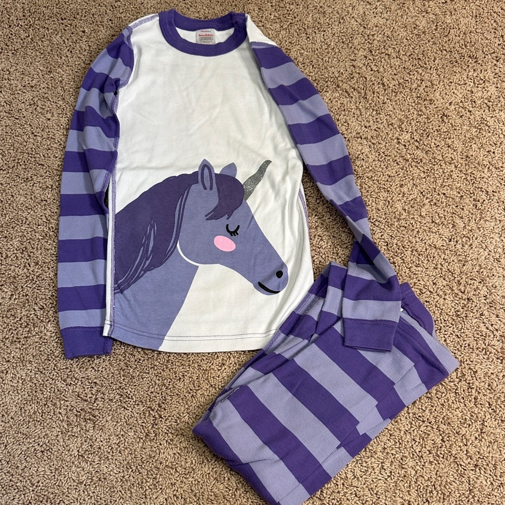 Unicorn Kids Pajamas - Purple and White